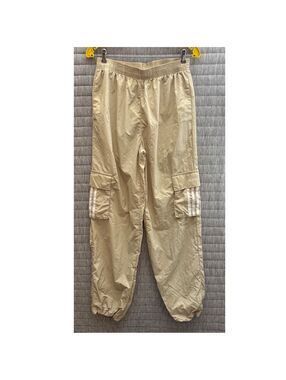 Adidas Tan Cargo Jogger Pants Women's Medium White Stripe Pockets
